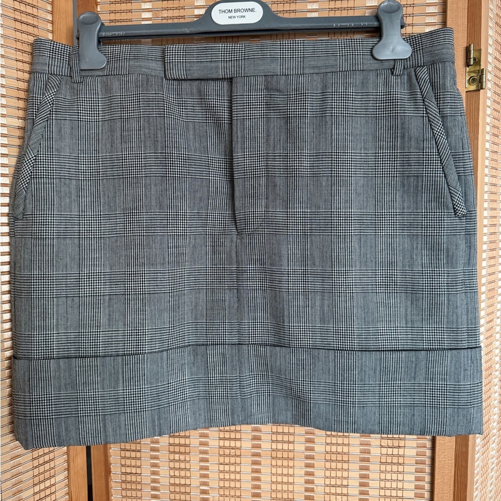 Thom Browne Checkered Mini Skirt L 36” waist Charcoal gray unisex